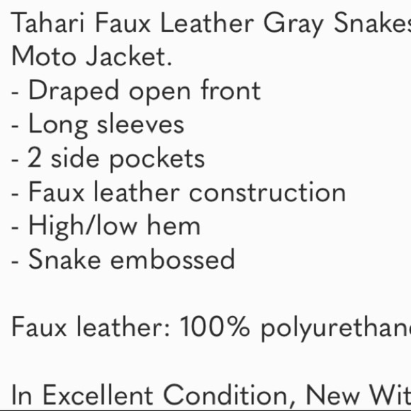 NWT SZ L Tahari leather snakeskin cardigan jacket - Picture 7 of 7